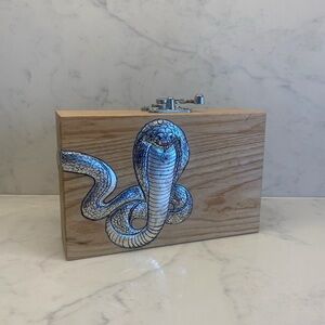 Ashlyn’D Wood and Silver hand-painted Clutch